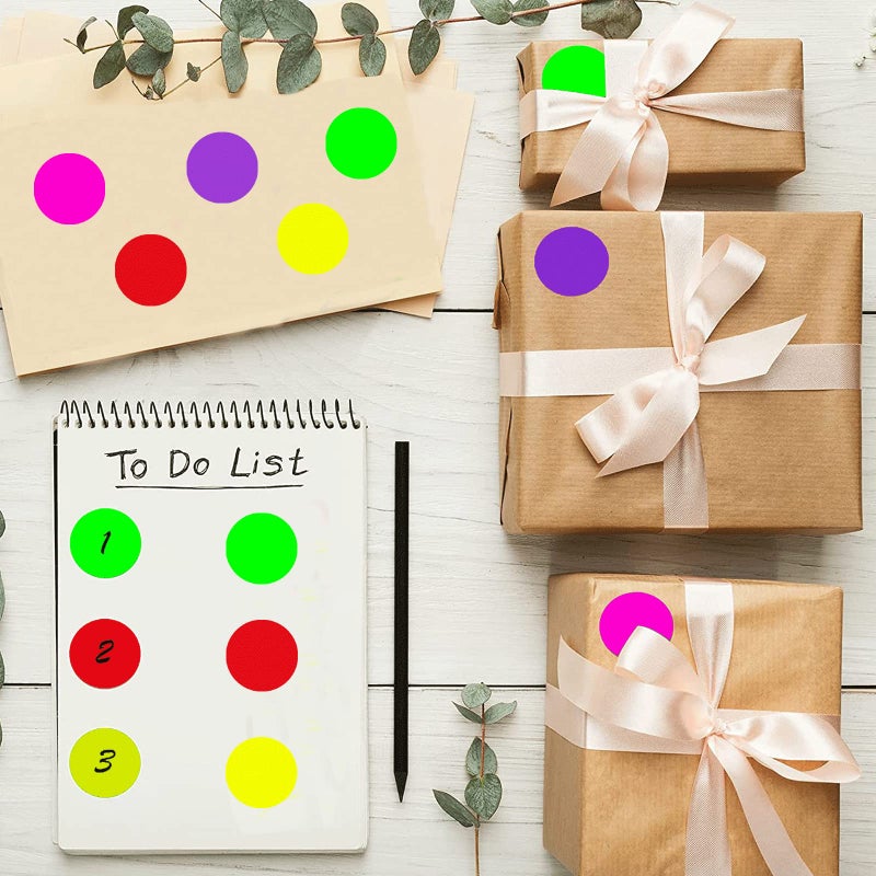 Well Tile 2 Inch Color-Code Labels Round Circle Stickers for Color Coding - Fluorescent Red Christmas Inventory Labels Moving Stickers for Labeling Warehouse Classroom Office Food Service and Medical 500 Pcs - Image 5